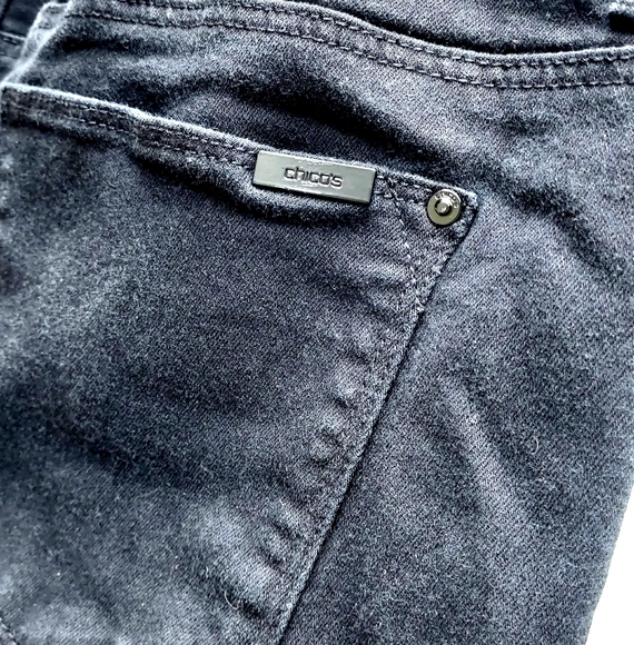 Chico's Black Straight Leg Jeans with Leopard Beaded Accents So Slimming - Picture 3 of 6